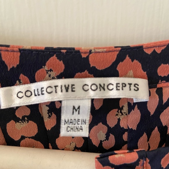 Flowy top with pink, beige and navy design - Picture 4 of 4